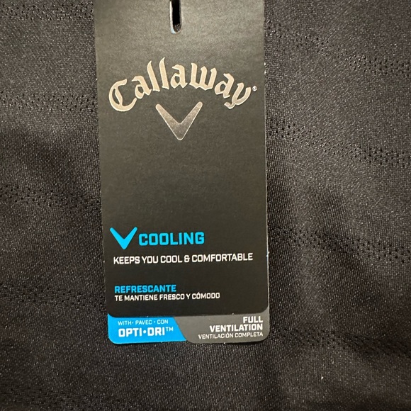 NEW Callaway Opti Dri Black Polyester Golf Polo Shirt Mens Size Medium NWT - Picture 2 of 6